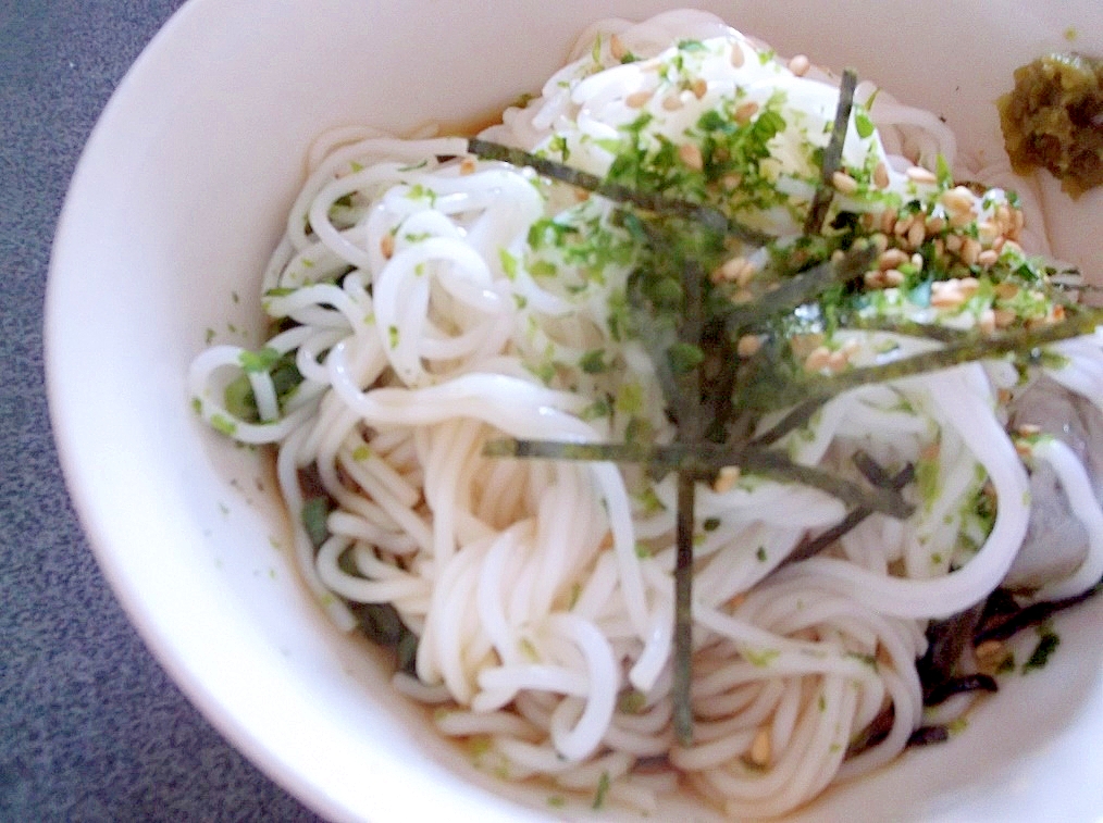 青のりと柚子胡椒のそうめん