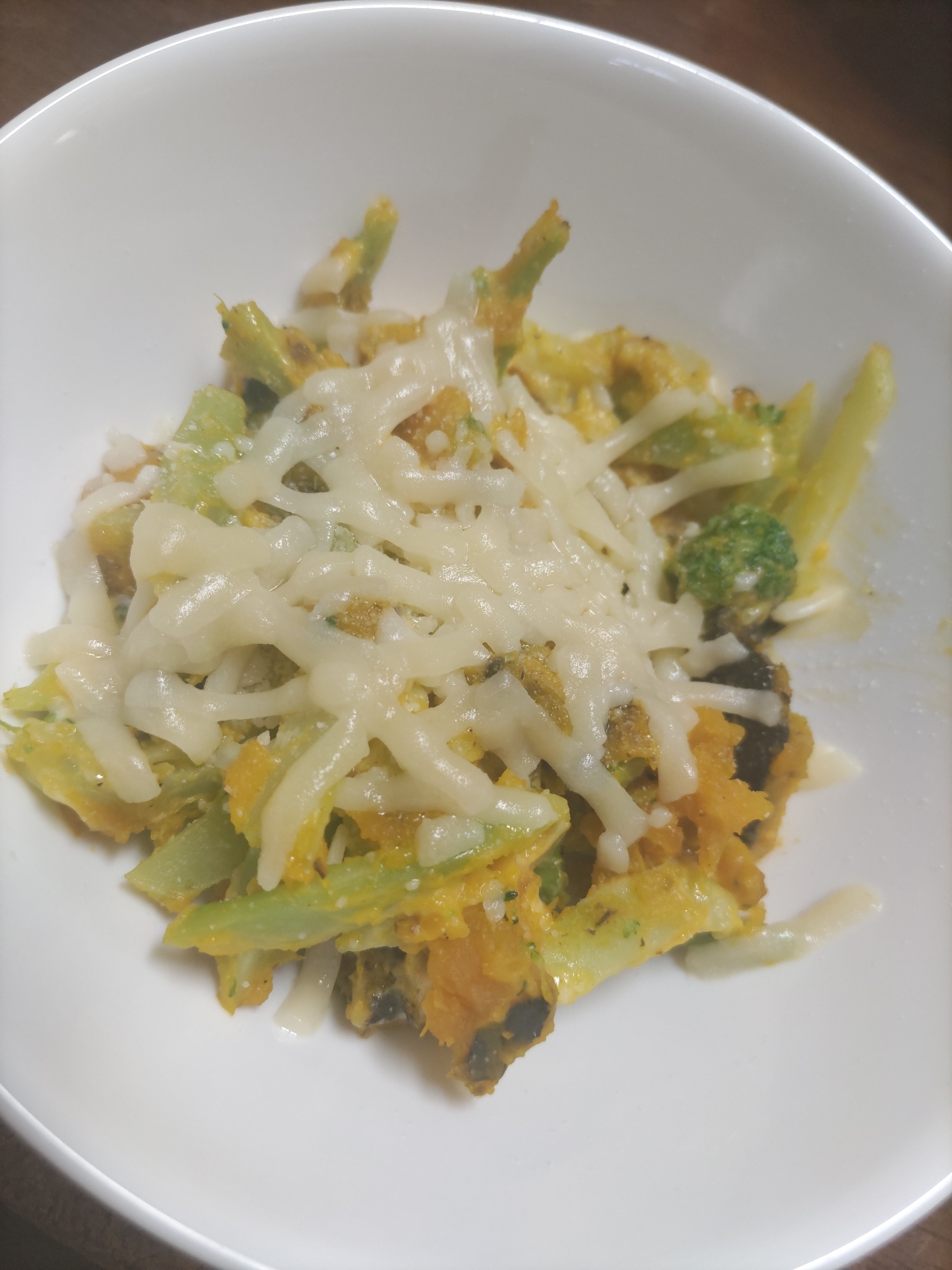 ブロッコリーとかぼちゃ煮のチーズ焼き