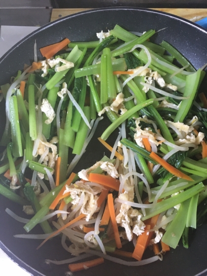 副菜に 小松菜ともやしの野菜炒め