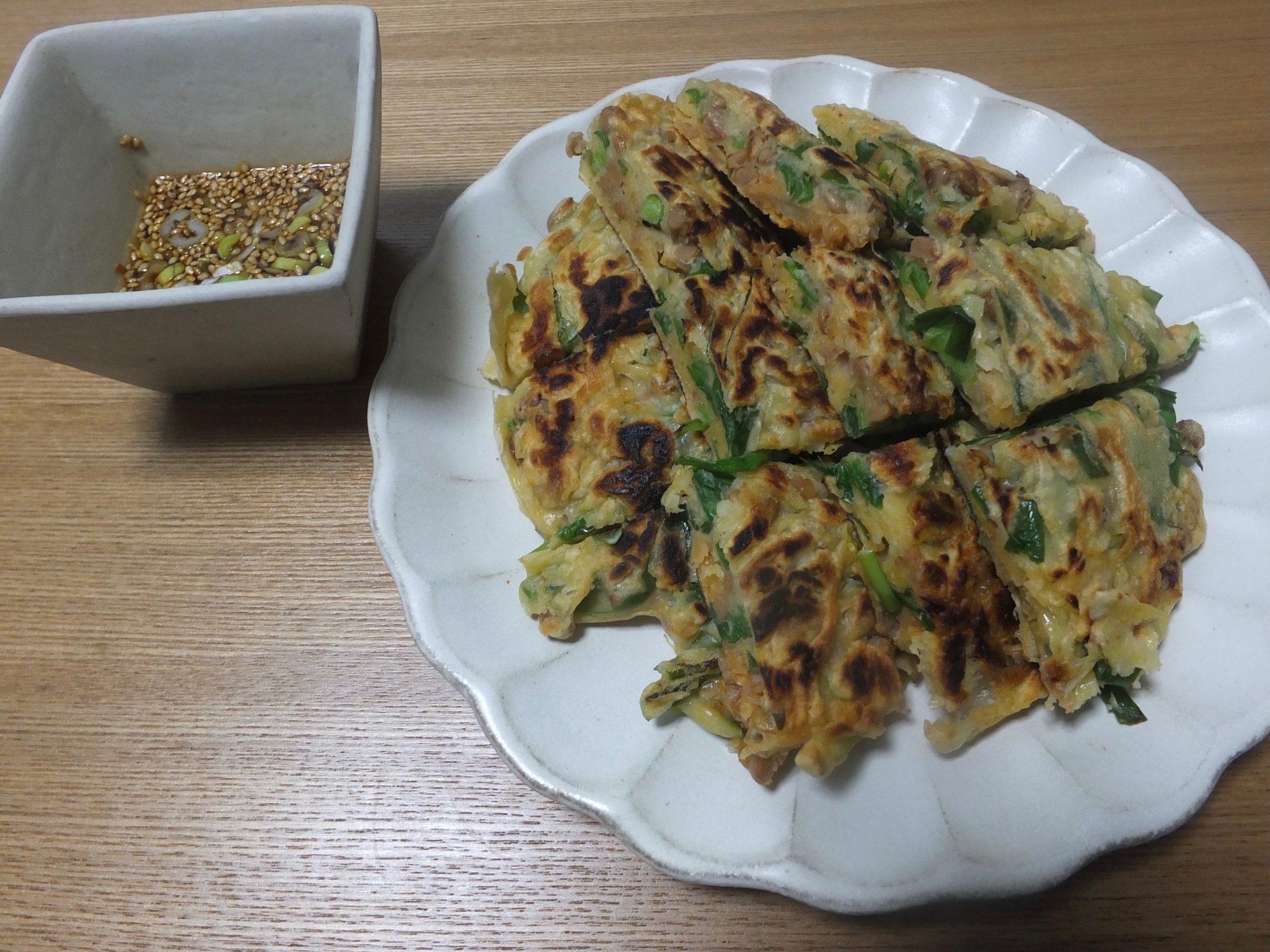 【おうちで手軽に韓国料理！】納豆キムチのチヂミ