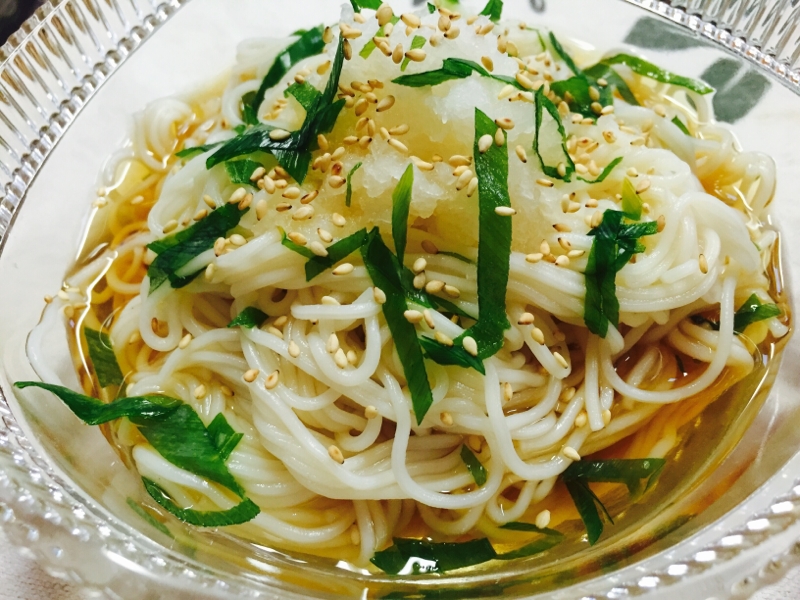 おろしネギぶっかけそうめん