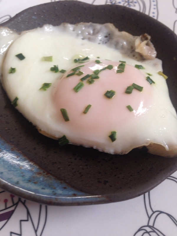 ごま油と乾燥わけぎ(*^^*)目玉焼き☆