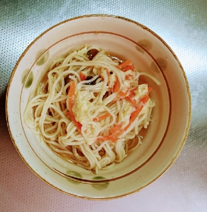 椎茸と人参のかき玉にゅうめん