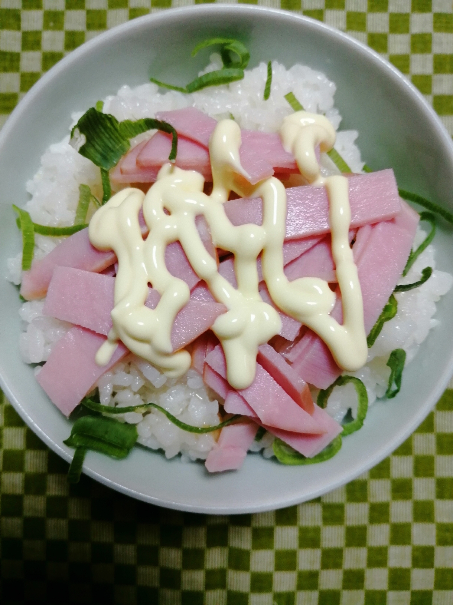 ネギつゆごま油ハムマヨご飯