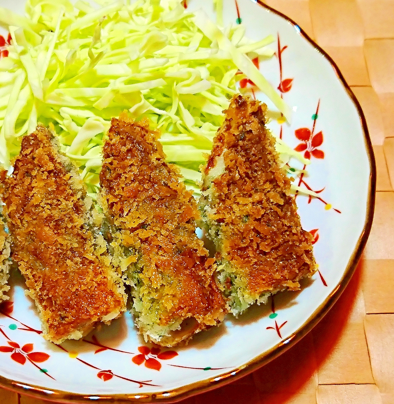 揚げ焼きで　ちくわの青海苔フライ