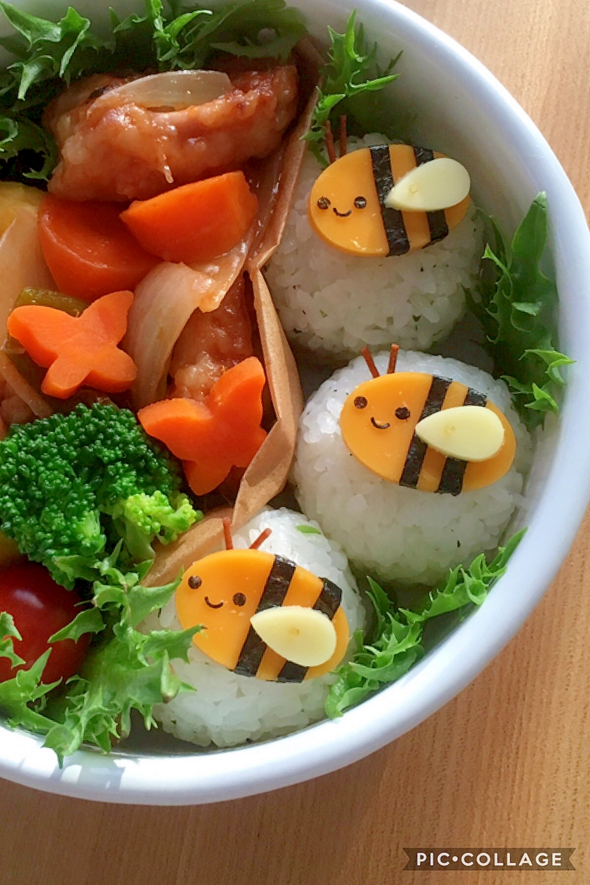 簡単キャラ弁☆チーズＤＥみつばちのお弁当♪