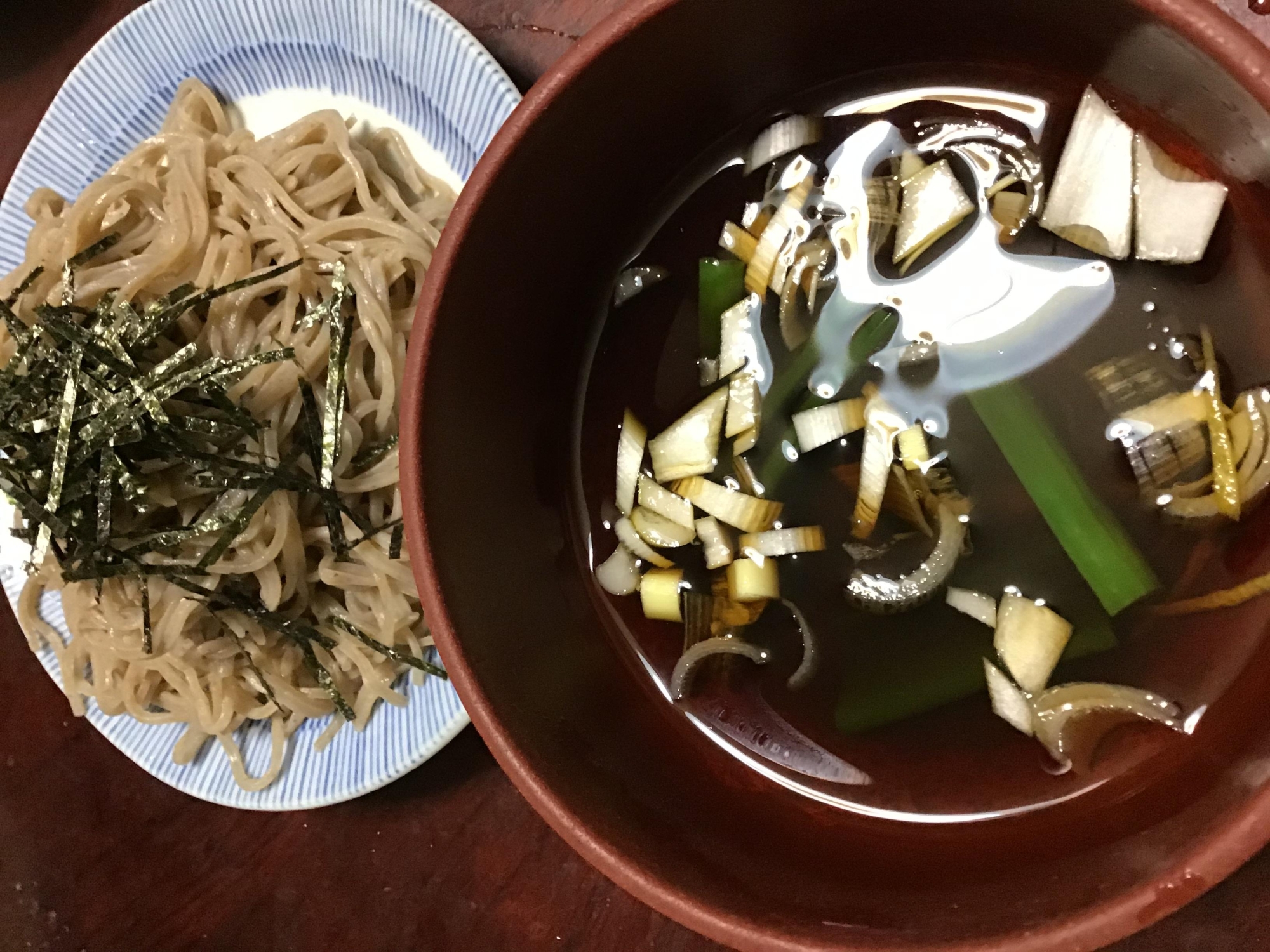 葉玉ねぎのつけ汁de盛り蕎麦。