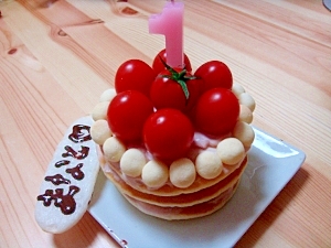 離乳食トマトケーキ♡一歳おめでとう！
