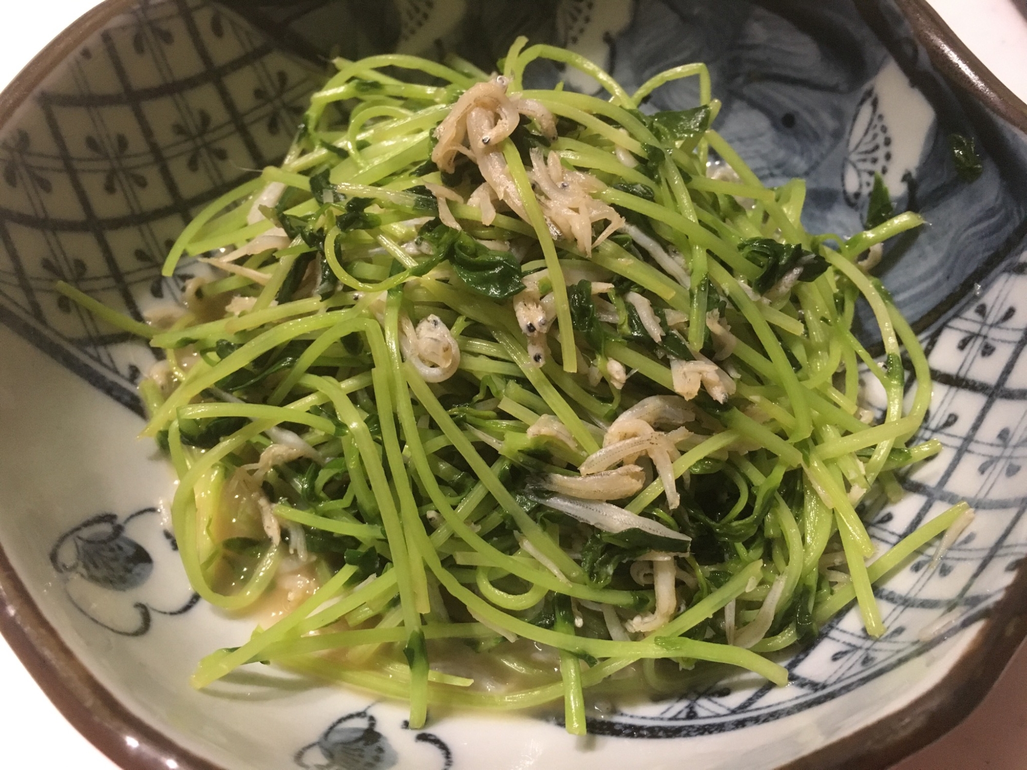 豆苗とじゃこのポン酢炒め