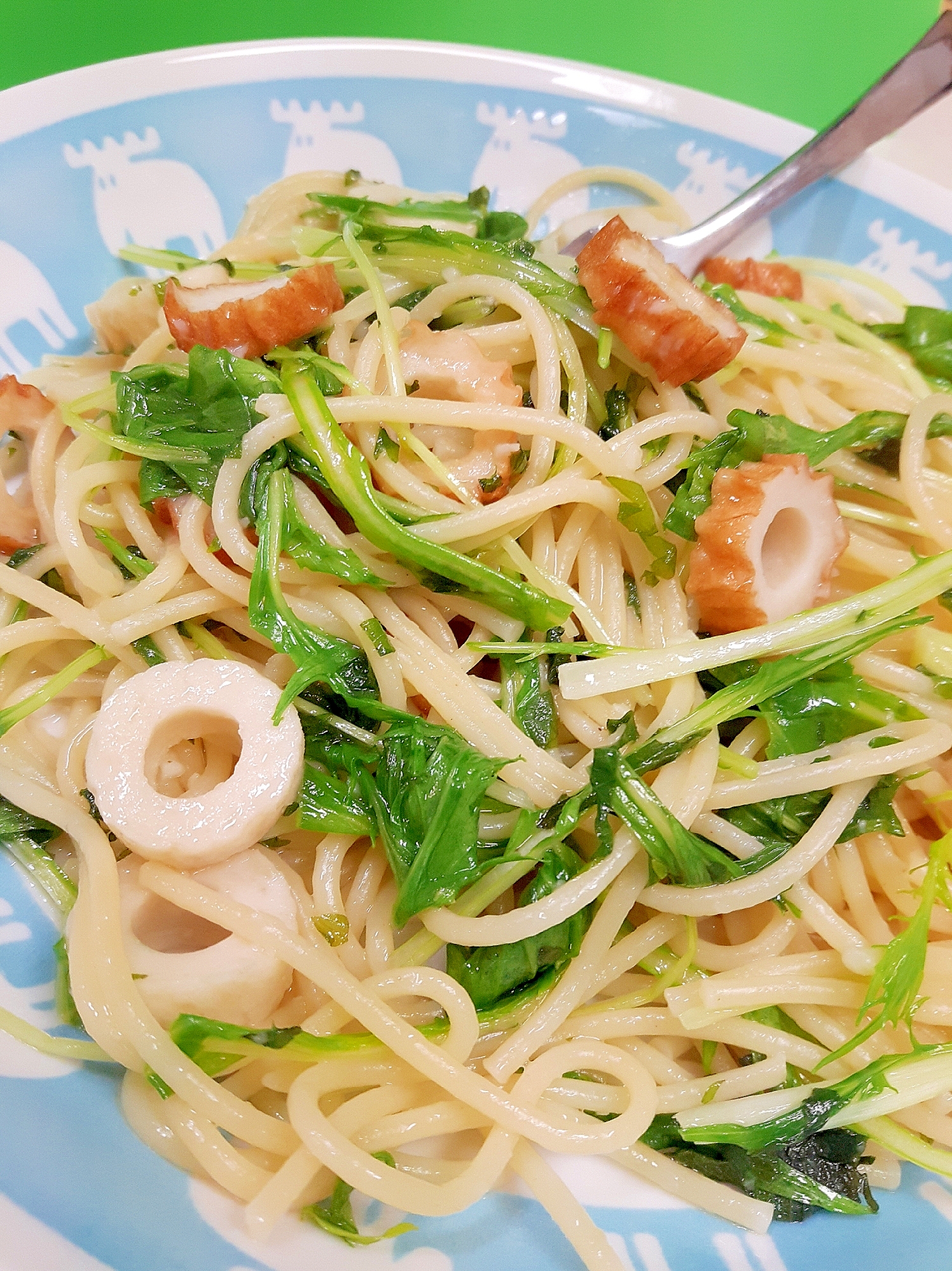 ゆず胡椒で(^^)シャキシャキ水菜と大葉のパスタ♪