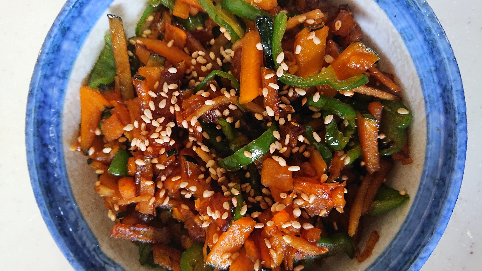 ご飯がすすむ！かぼちゃとピーマンの生姜きんぴら