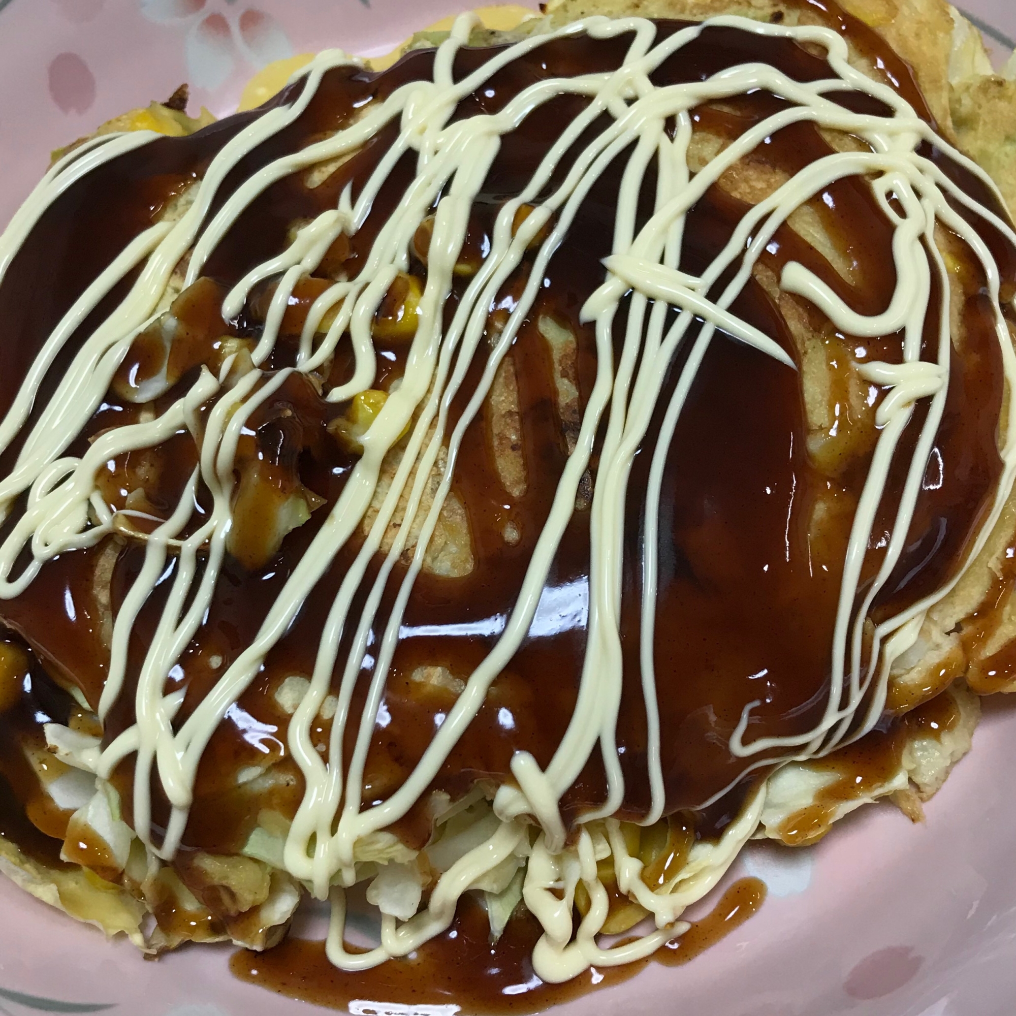 簡単！キャベツとコーンのお好み焼き風