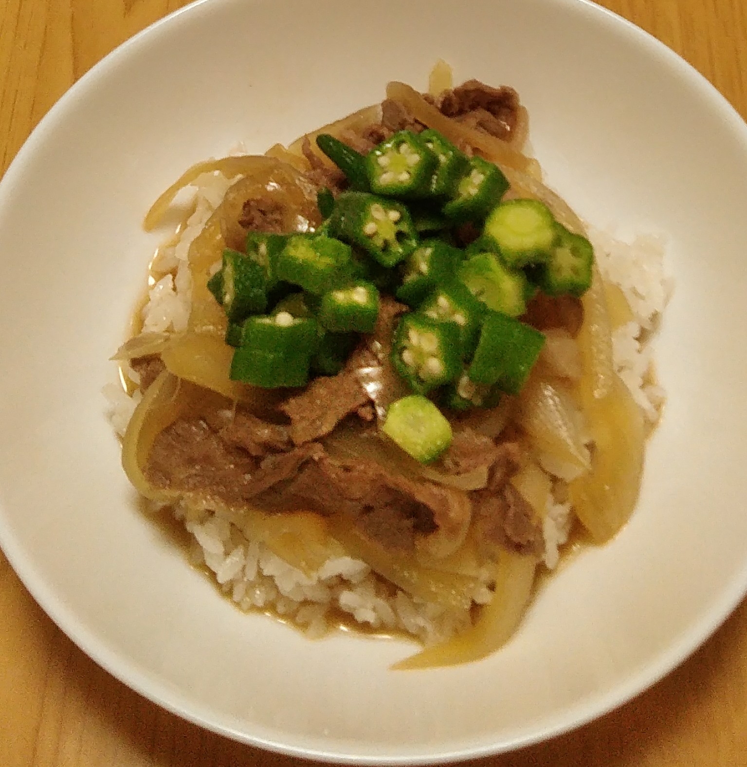 めんつゆで！オクラ牛丼