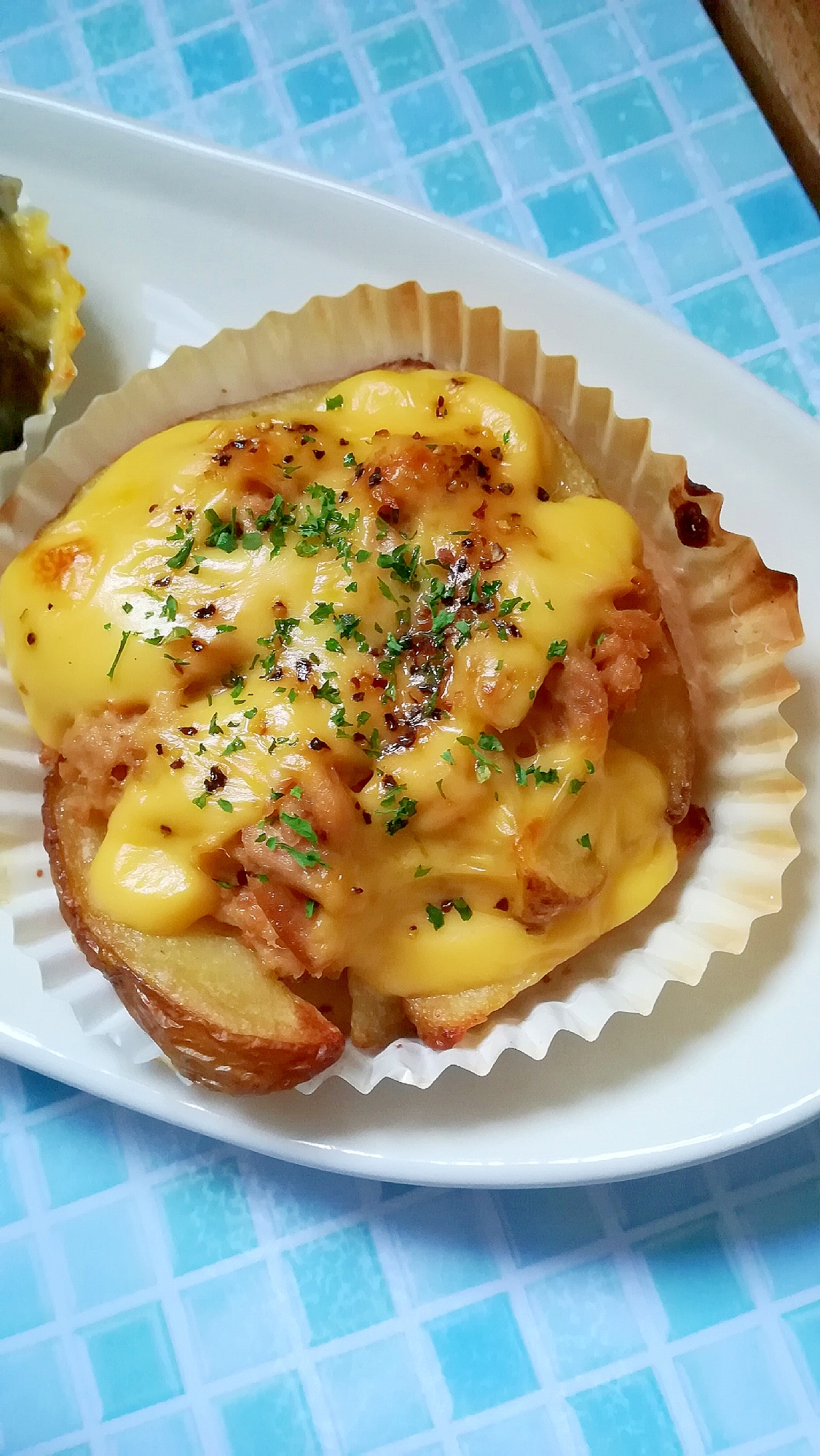 ポテトフライのツナマヨ焼き☆カルボナーラ風味