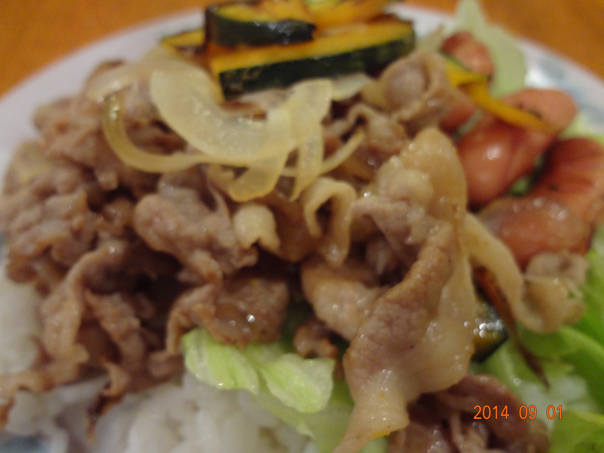 カボチャと豚肉の炒め丼