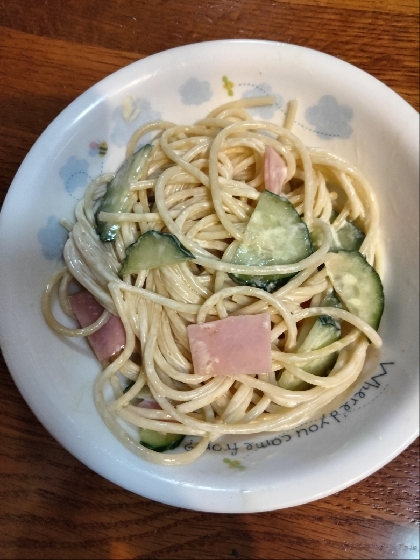 簡単☘️きゅうりめんつゆスパゲッティサラダ☘️