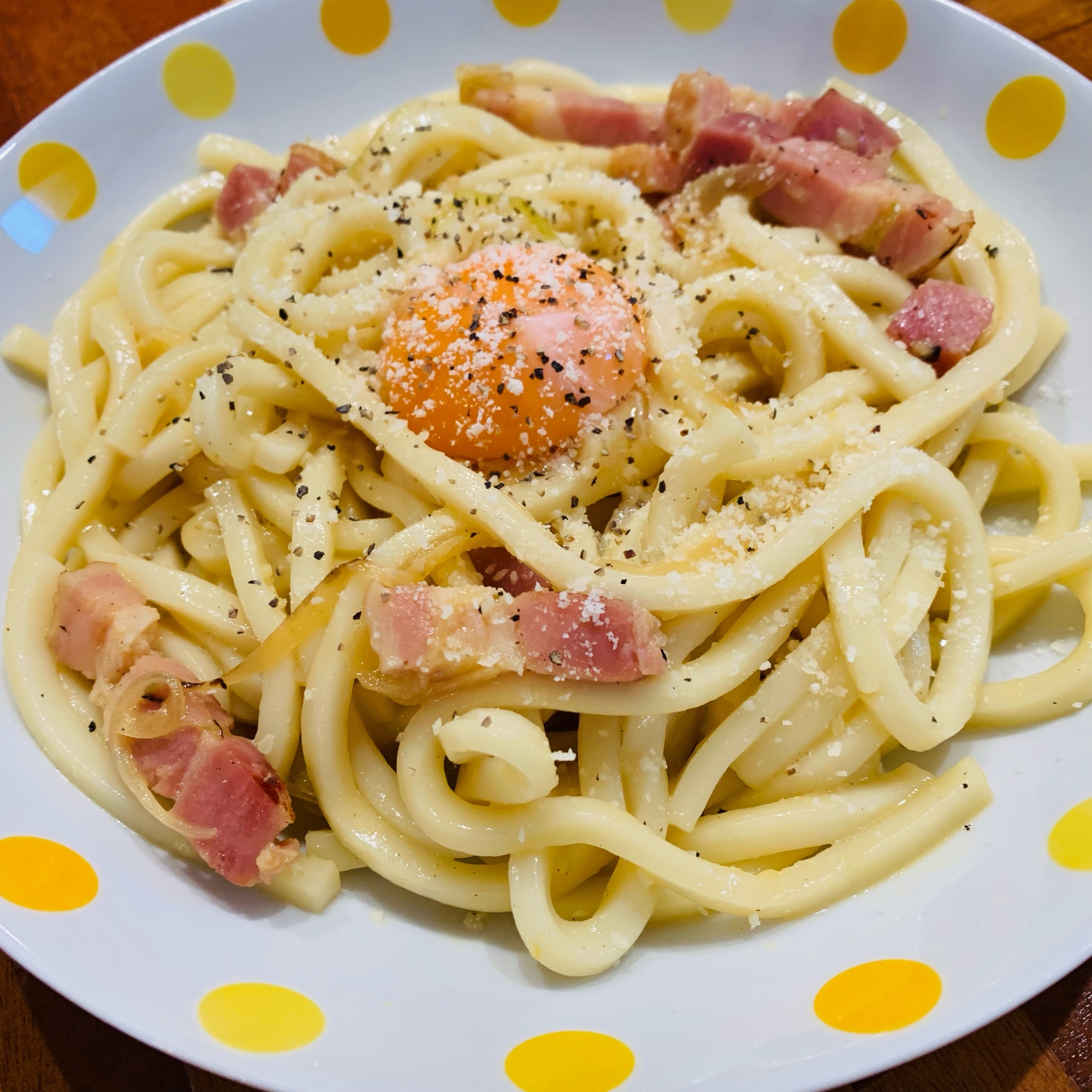 カルボナーラうどん！