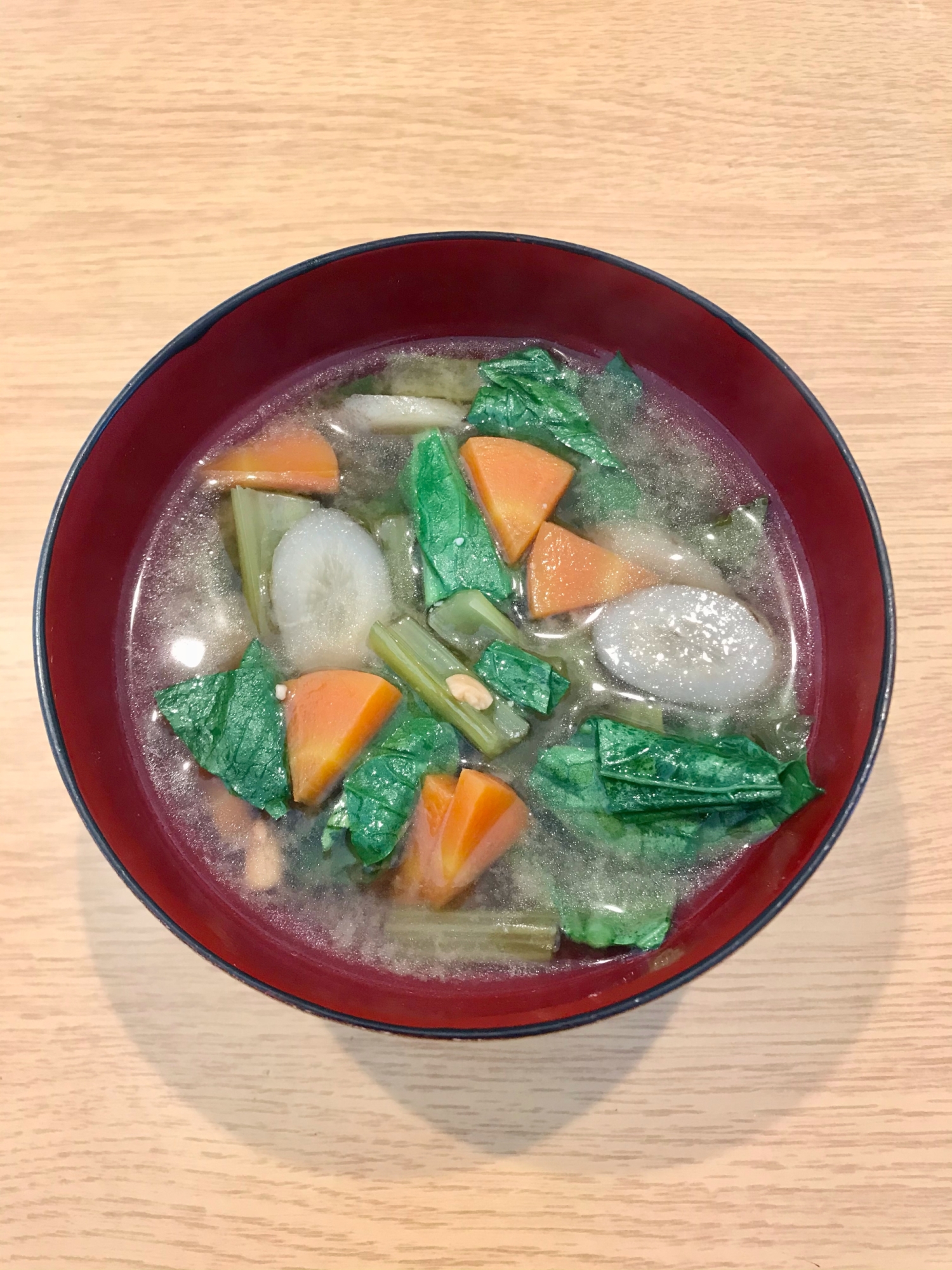 ごぼうと小松菜と人参の味噌汁