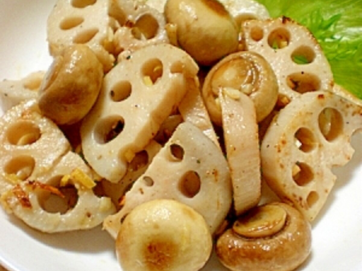 蓮根とマッシュルームのガーリックジンジャーソテー レシピ 作り方 By はちわれ413 楽天レシピ 蓮根とマッシュルームのガーリックジンジャーソテー レシピ 作り方 By はちわれ413 楽天レシピ