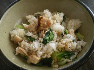 青梗菜と鶏肉の炒飯
