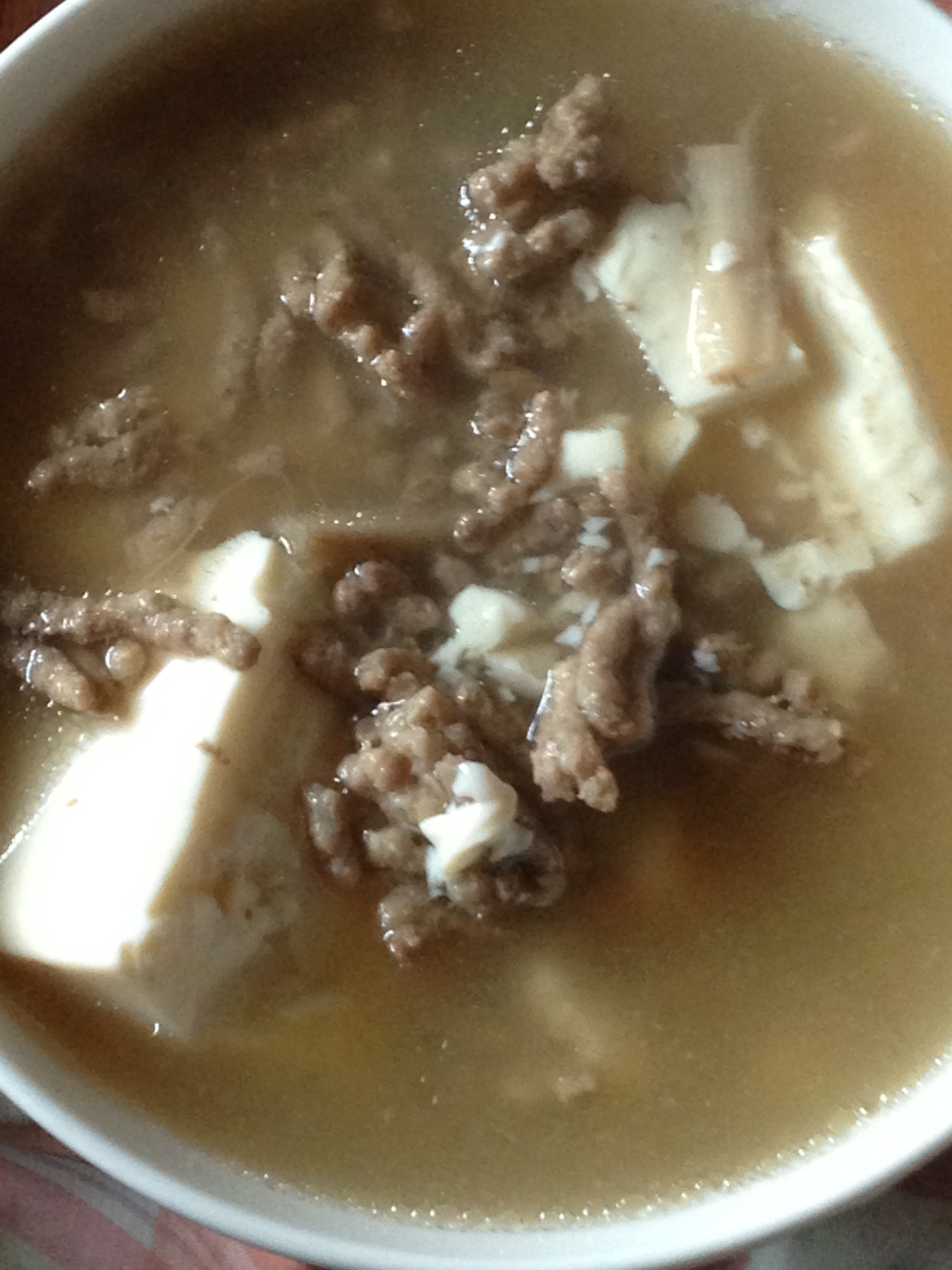 豆腐と豚ひき肉のスープ