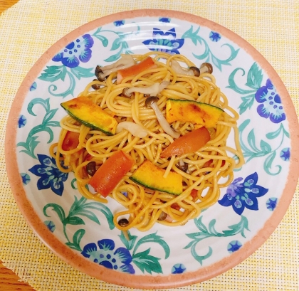 かぼちゃとしめじとウインナーの和風パスタ