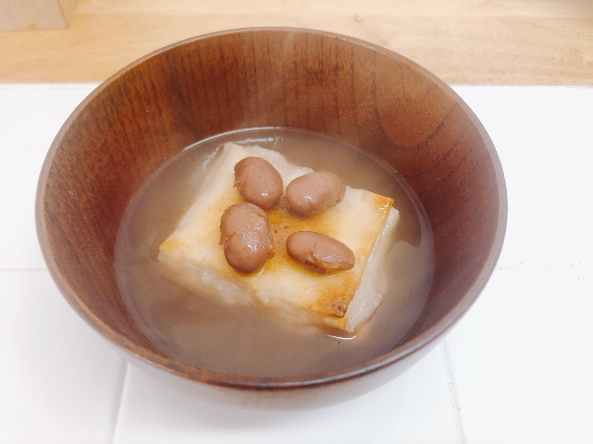 金時豆の煮汁でおしるこ