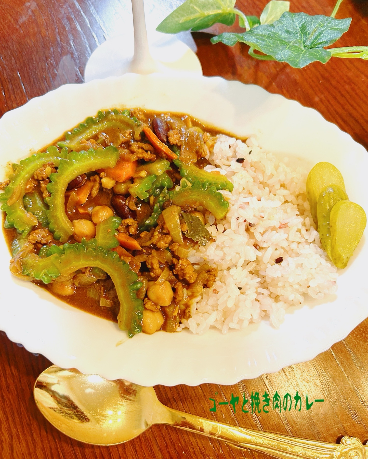 ☆ゴーヤと挽き肉、豆のカレー♪★☆