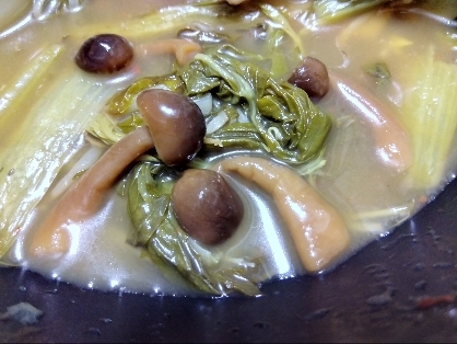 菜の花としめじの味噌汁