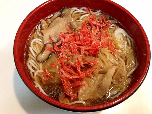 簡単カルシウム摂取☆干しエビ蕎麦