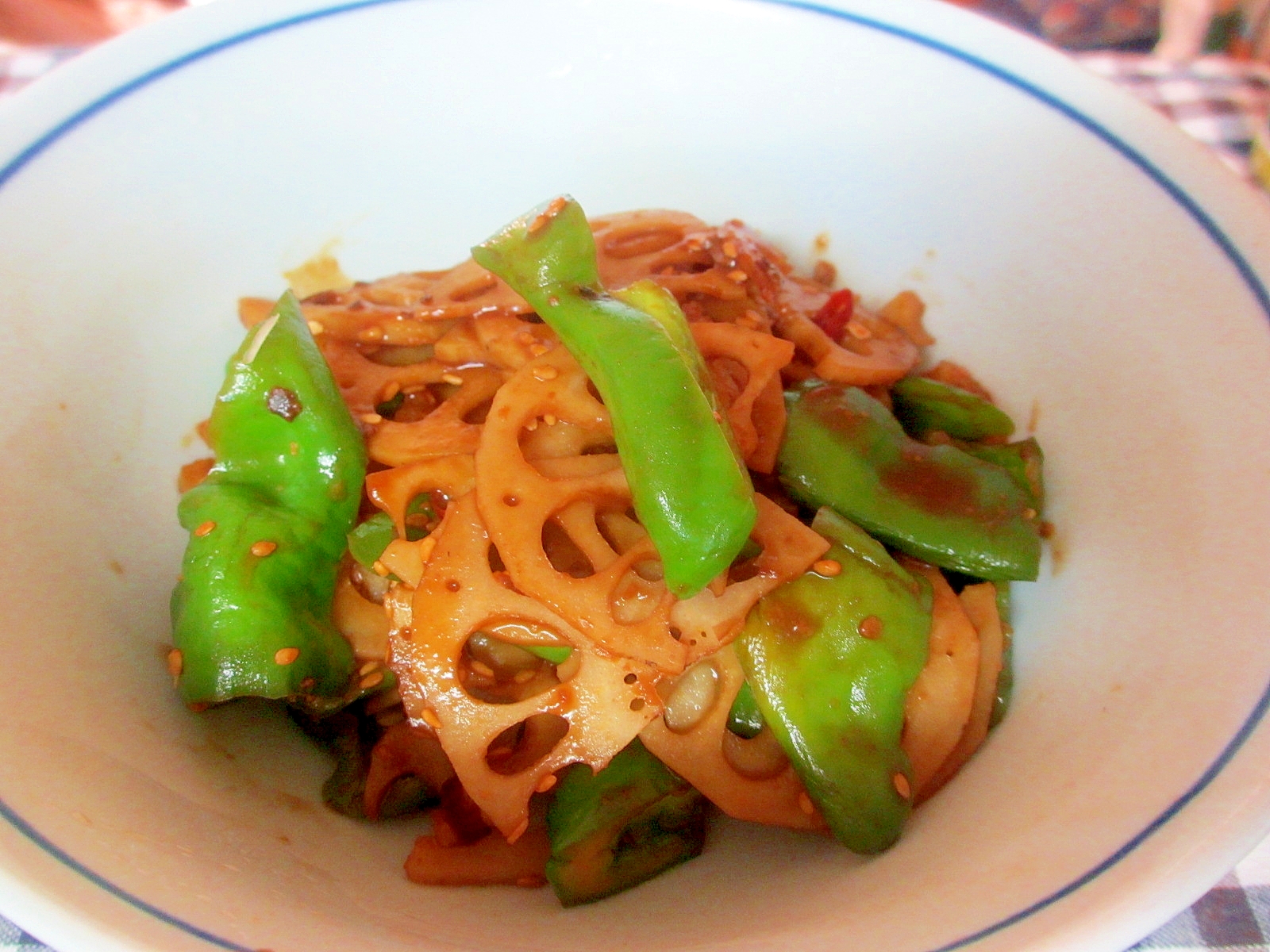 甘長唐辛子とれんこんの味噌きんぴら