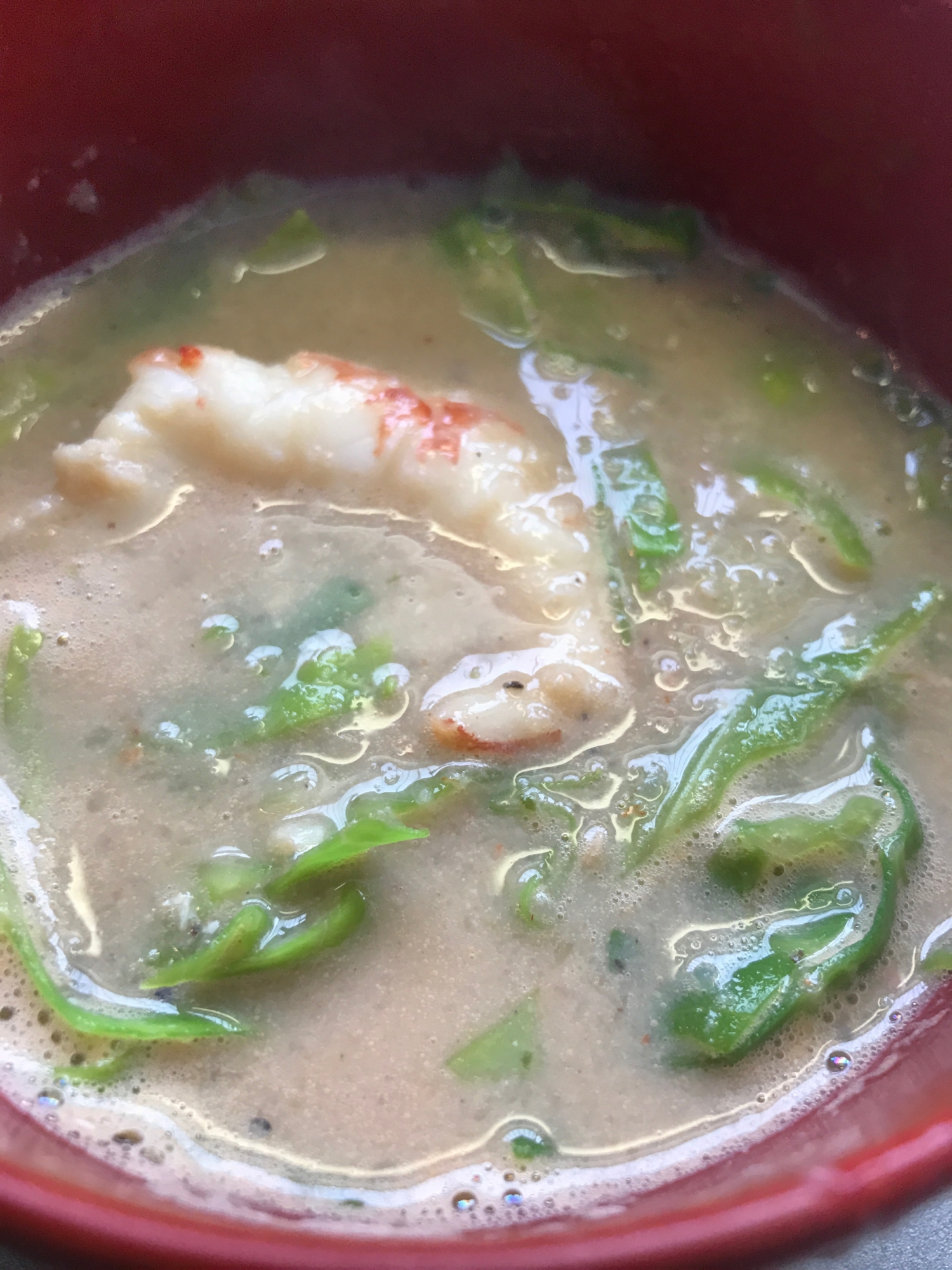 美味し〜い、海老頭でスープ