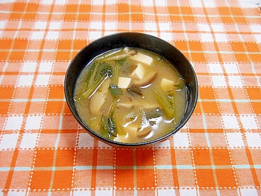 小松菜と椎茸と豆腐のお味噌汁