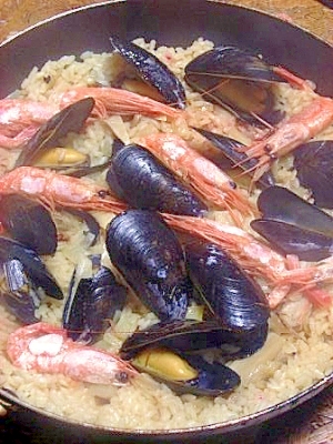 うまみたっぷり ムール貝と甘エビのパエリア レシピ 作り方 By 一点集中力 楽天レシピ うまみたっぷり ムール貝と甘エビのパエリア レシピ 作り方 By 一点集中力 楽天レシピ