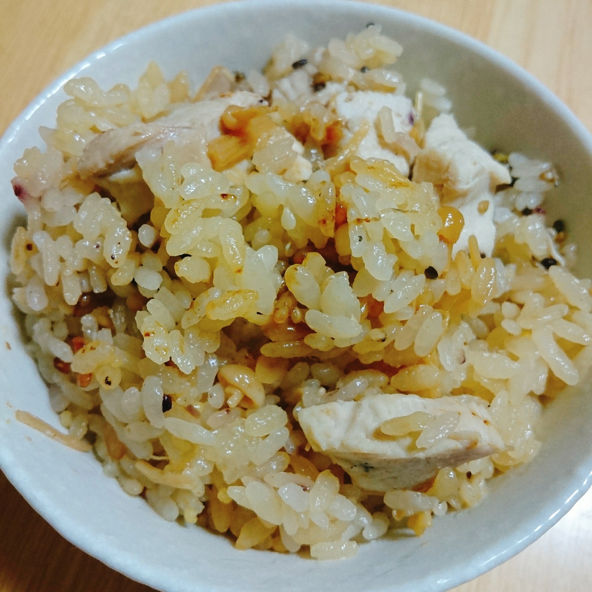 20穀米で☆鶏胸肉となめ茸の炊き込みご飯