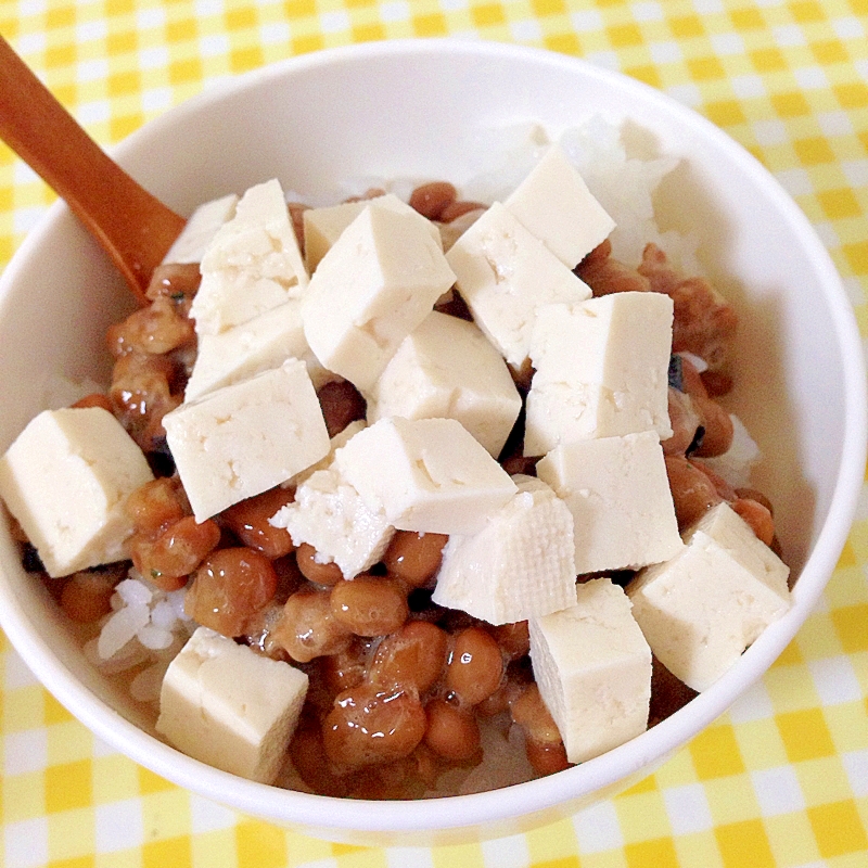 ヘルシー！納豆と豆腐の丼♡