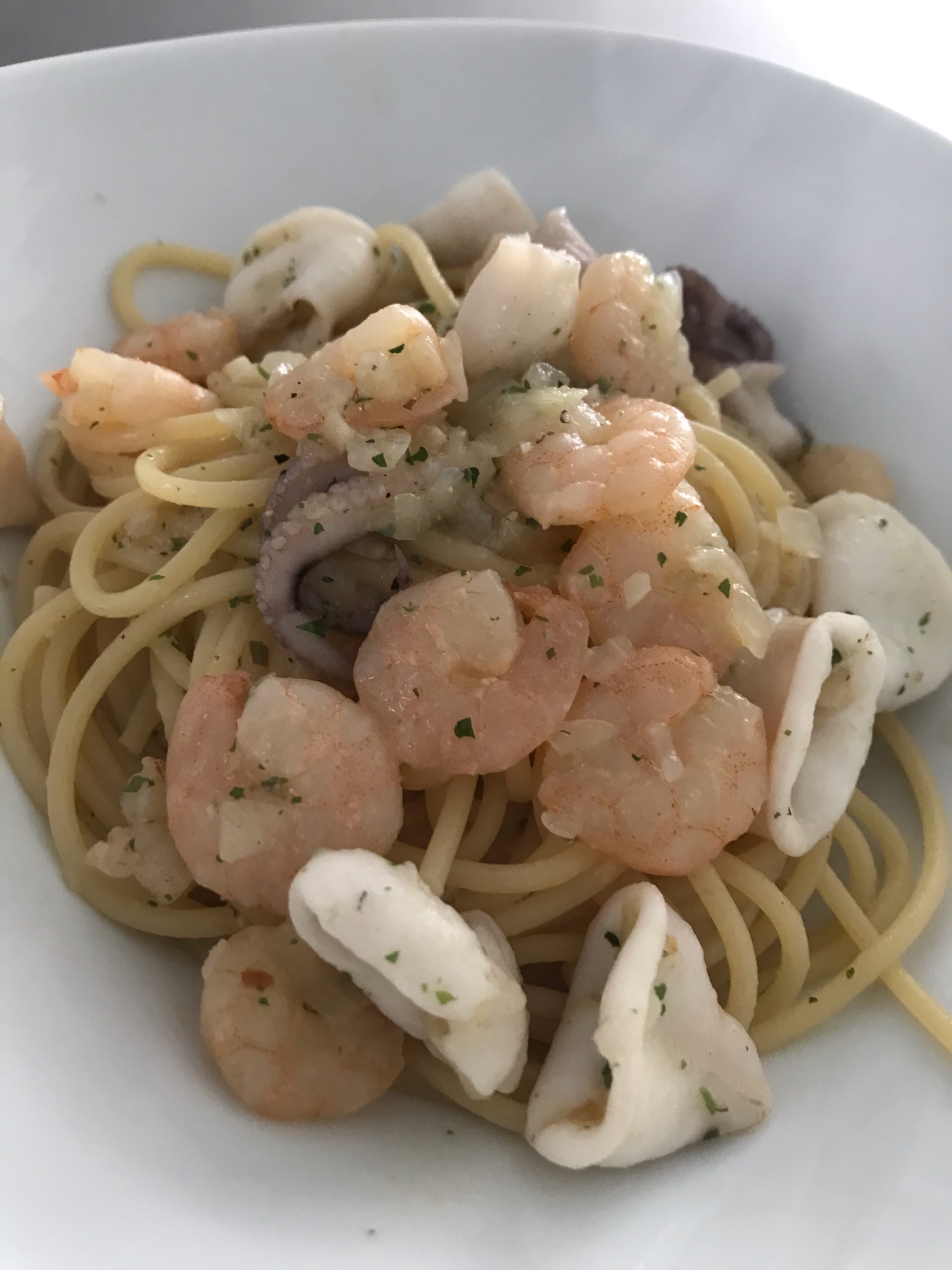 冷凍シーフードミックスで ペペロンチーノ レシピ 作り方 By Momoれしぴ 楽天レシピ