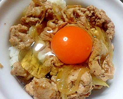 玉ねぎとショウガの和風豚丼