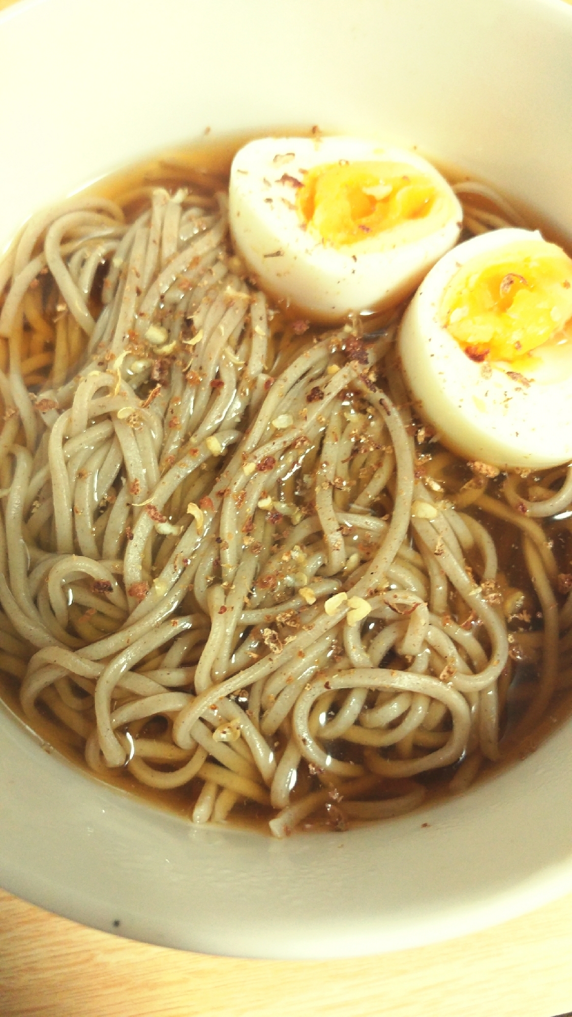 だしと花椒香る☆かけ蕎麦　ゆで卵乗せ