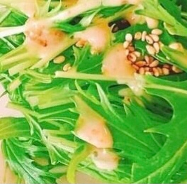水菜ときゅうりとりんごの胡麻サラダ