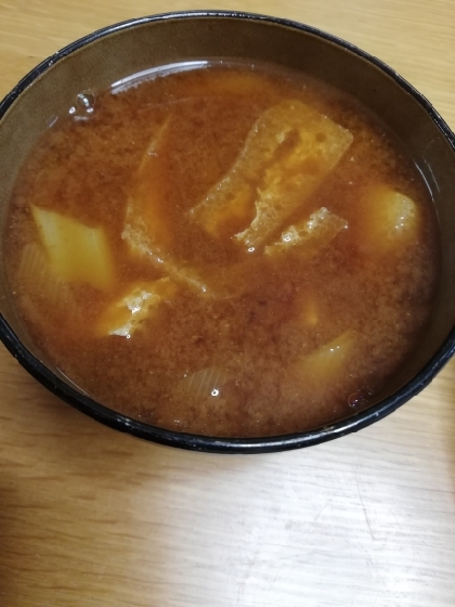 小松菜と白葱、あげ味噌汁