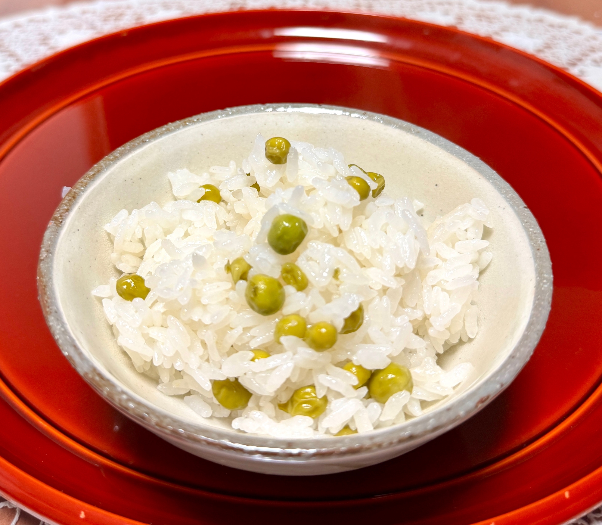 春色｡:.ﾟஐ⋆*スナップエンドウの☆豆ご飯
