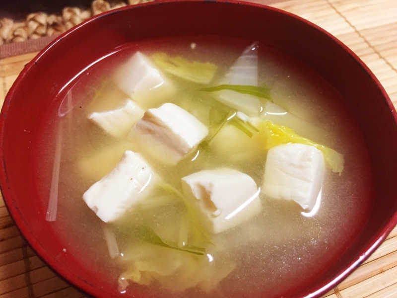 豆腐&白菜&水菜の味噌汁