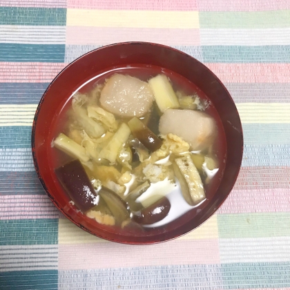 あり物でできて助かりました！たまにはお吸い物も良いですね。白だし好きです。