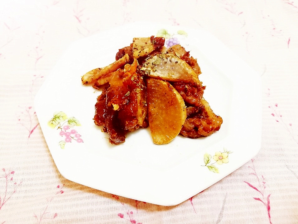 陳皮＆生姜風味♪大根と豚肉の蒸し醤油炒め
