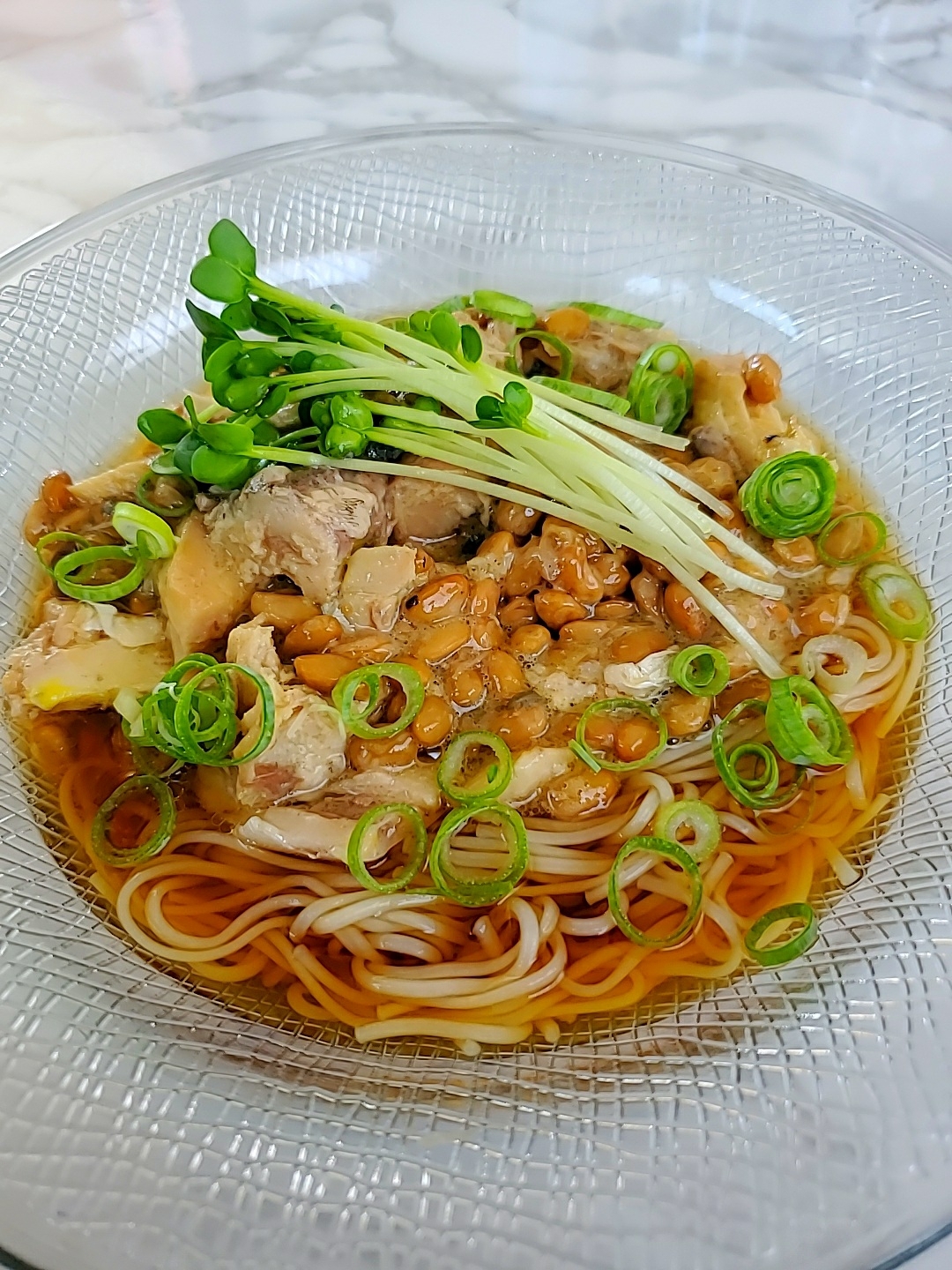 鯖缶納豆冷やし素麺