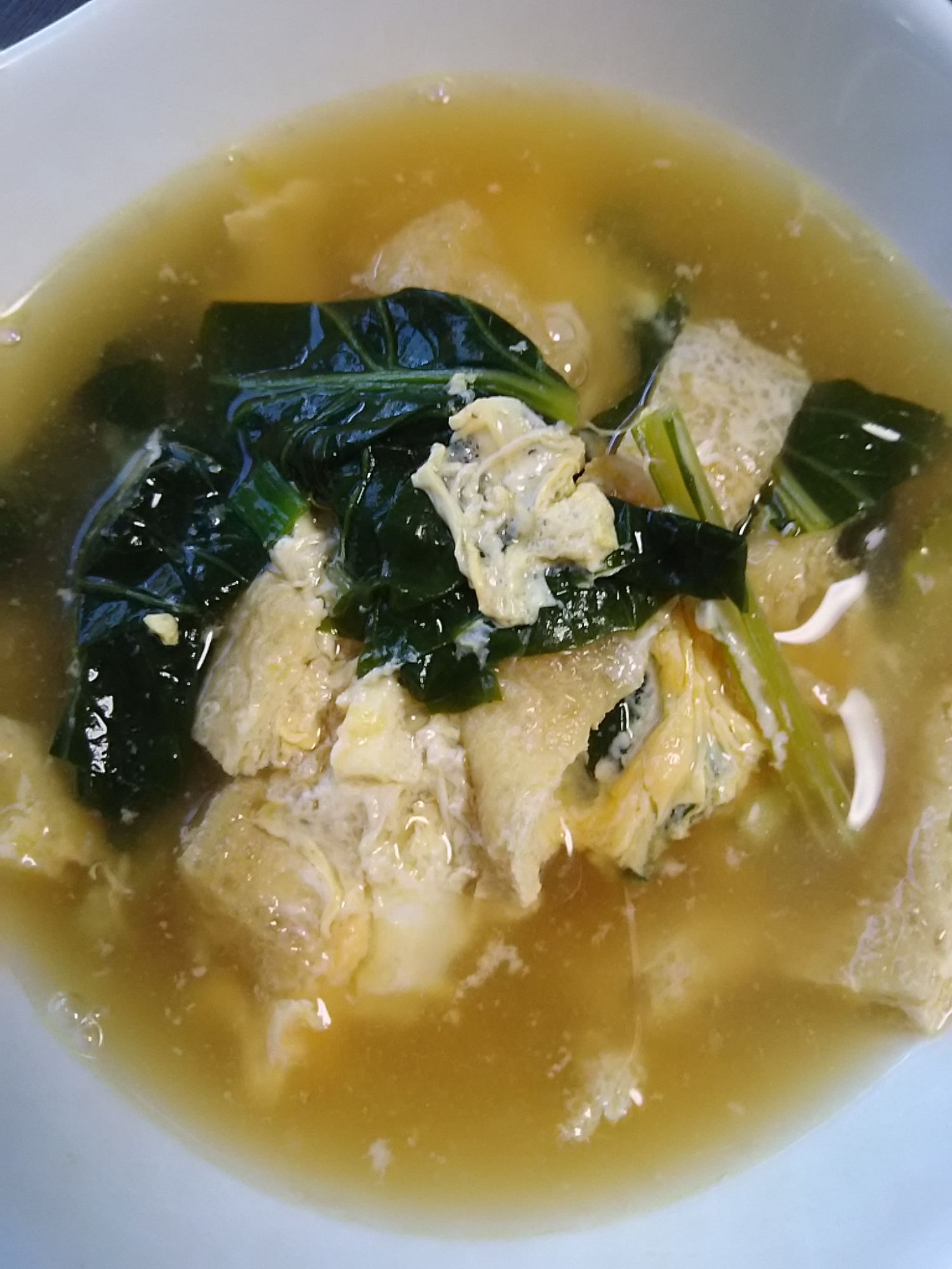 小松菜と油揚げの卵スープ(^^)