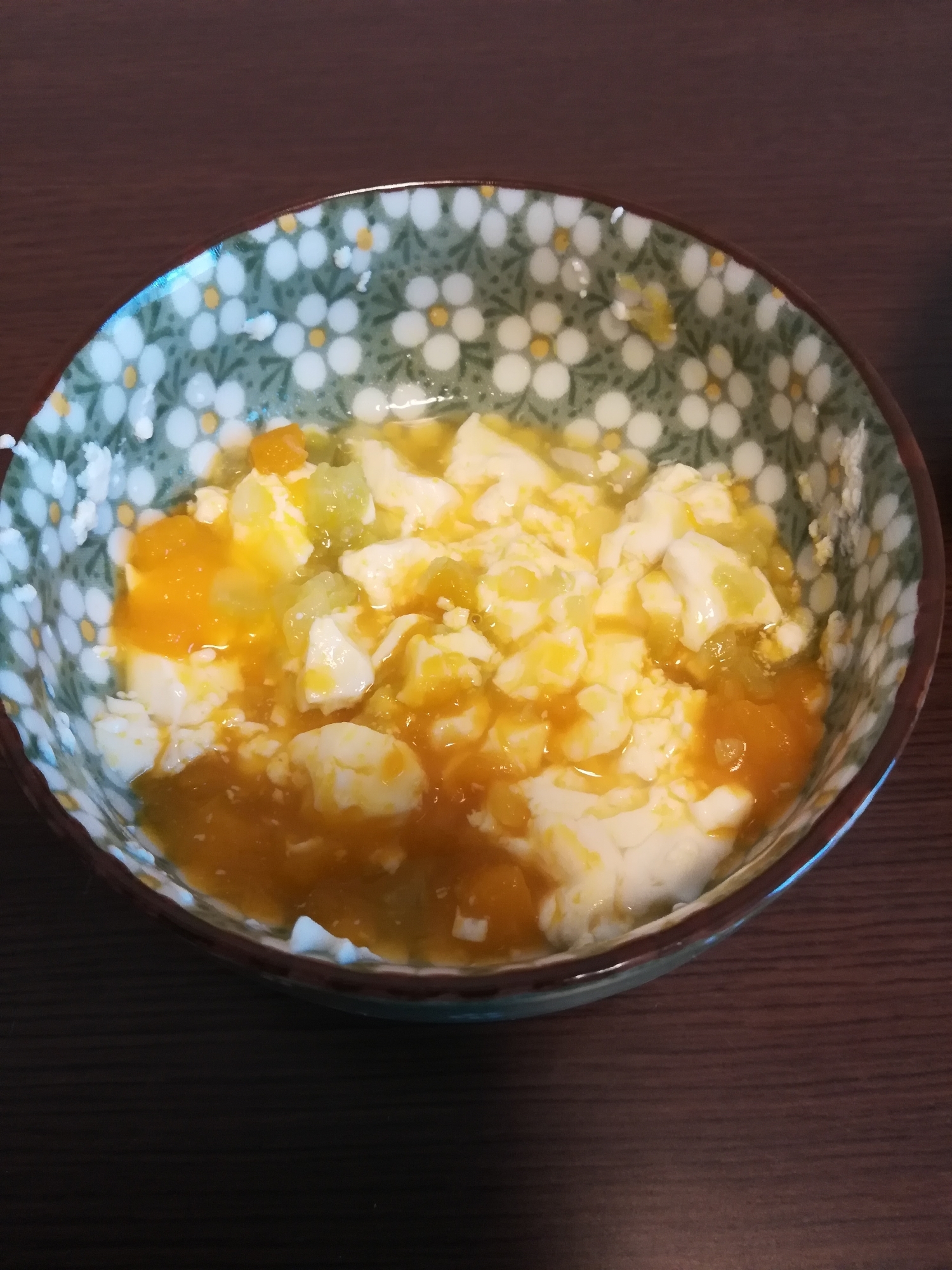 離乳食中期★豆腐とかぼちゃのきゅうり和え