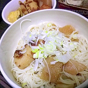 麺つゆおでんは主食も同時に出来あがり♪おでそうめん