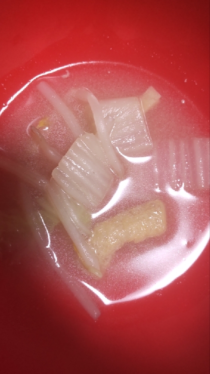白菜・もやし・油揚げの味噌汁